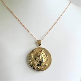Lady Head Gold Tone Locket & Chain