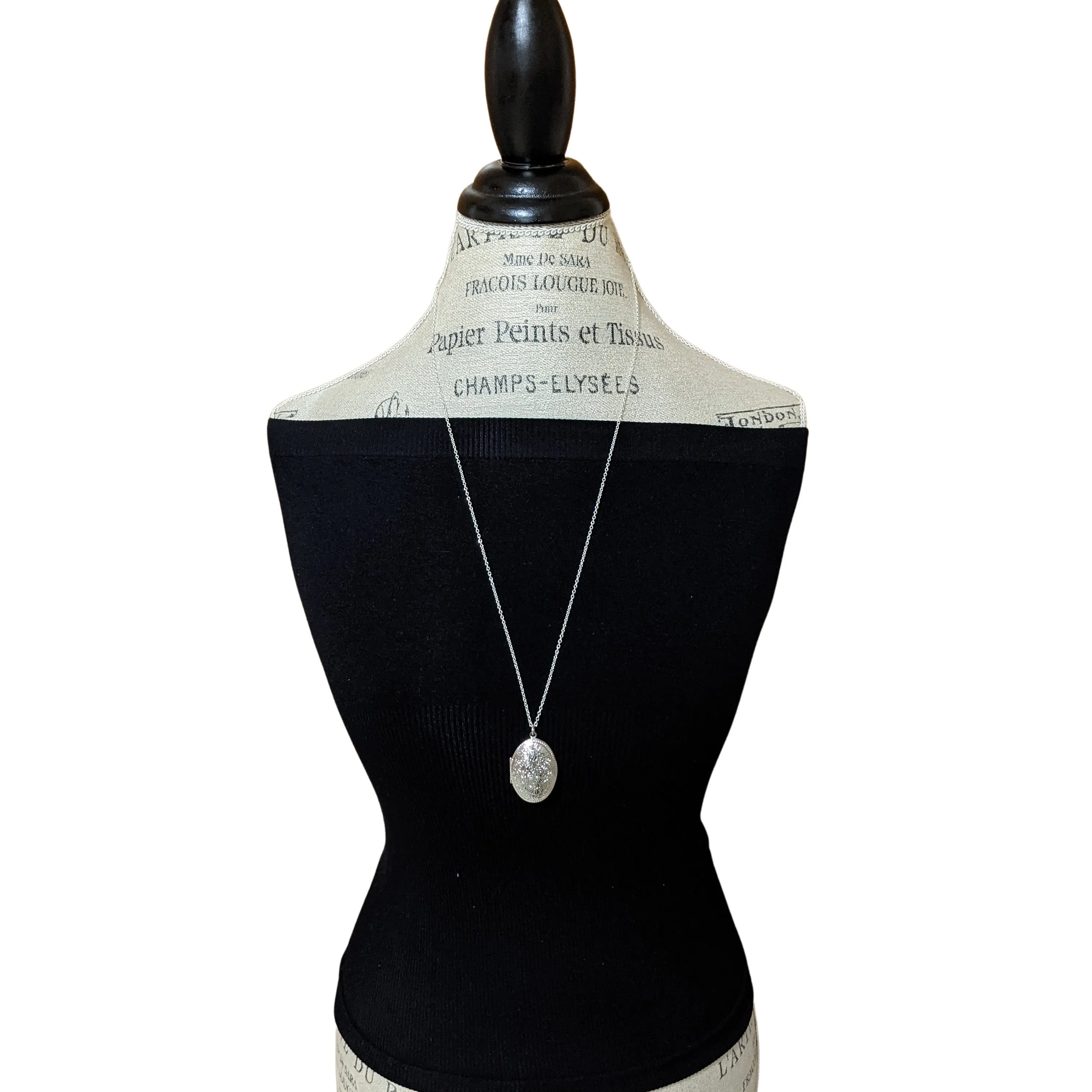 Large Sterling Silver Oval Photo Locket Necklace