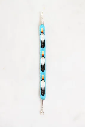 Light Blue and Black Feather Beaded Bracelet