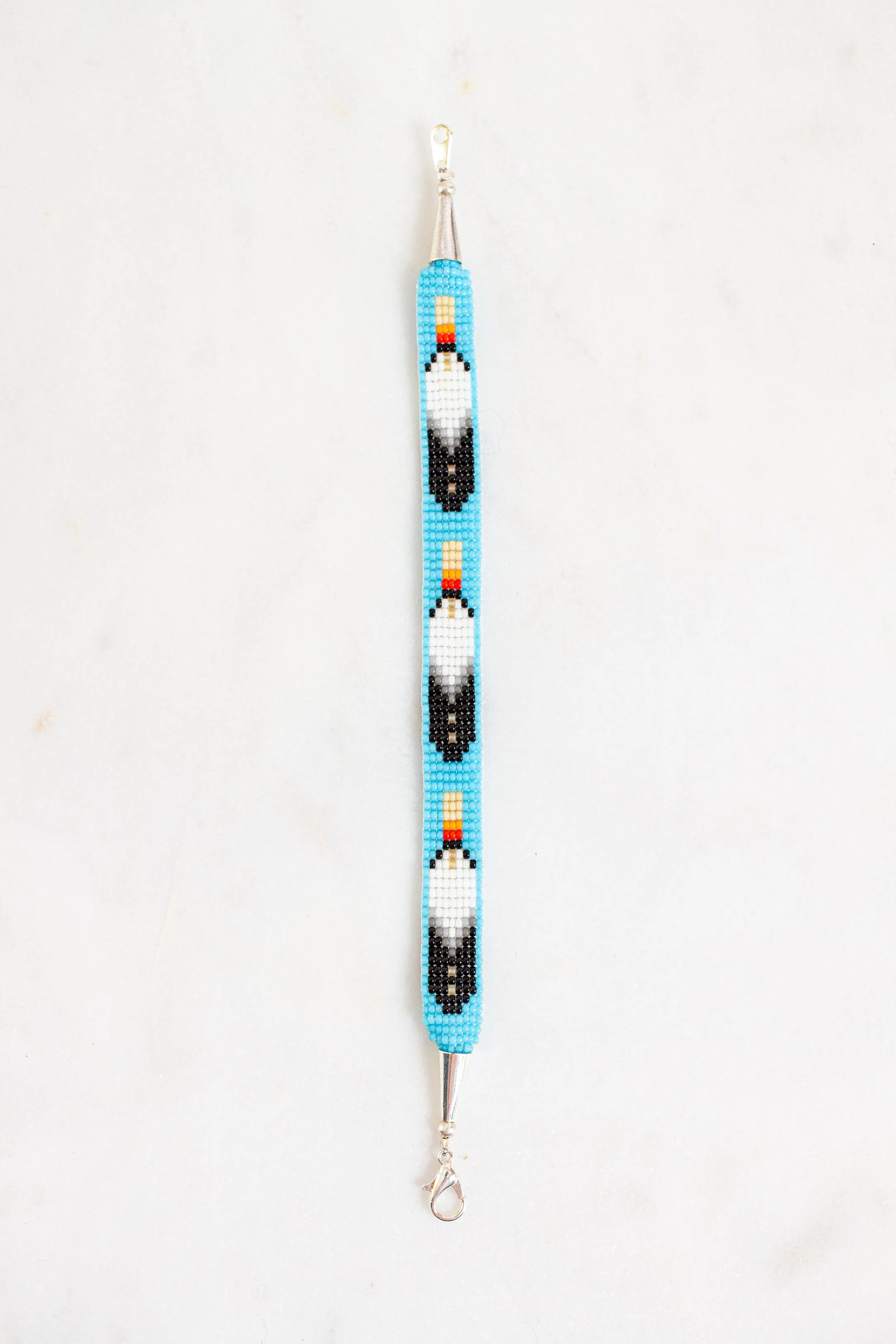 Light Blue and Black Feather Beaded Bracelet