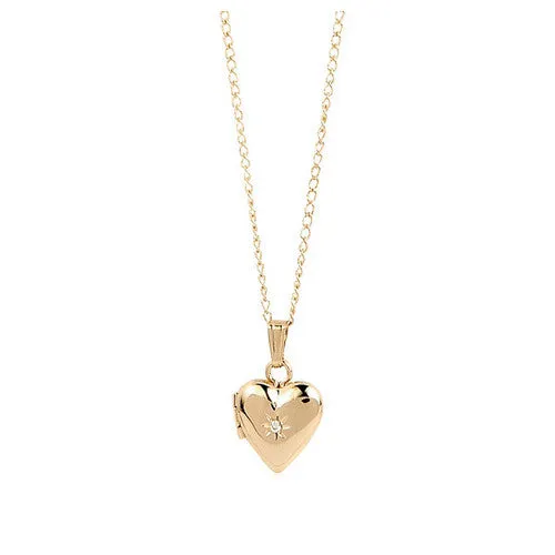 Little Girl's Gold First Keepsake Heart Locket Necklace