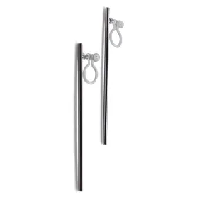 Long invisible clip on stud earrings ( Silver tone )