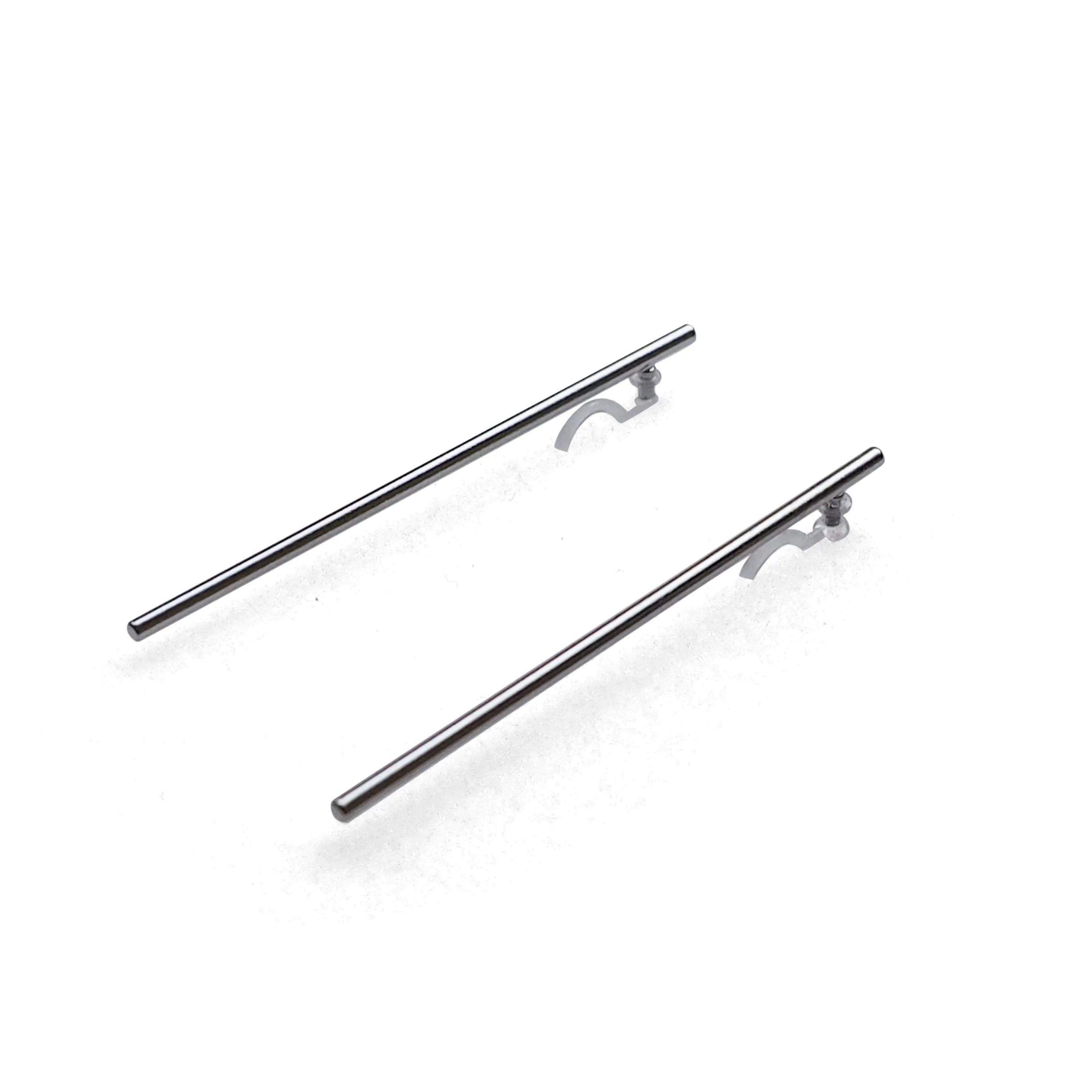 Long invisible clip on stud earrings ( Silver tone )