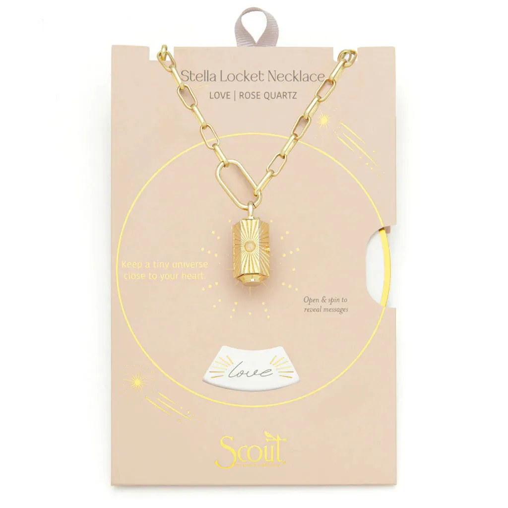 Love Stella Necklace in Rose Quartz Gold