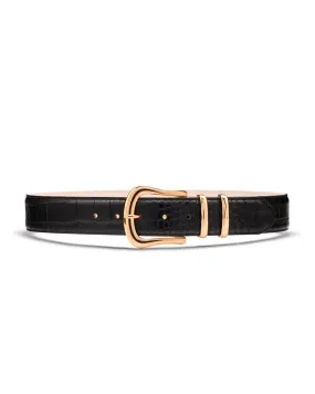 Marina black croc leather waist belt