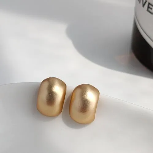 Matt Gold Round Invisible Clip On Earrings