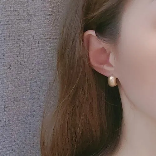 Matt Gold Round Invisible Clip On Earrings