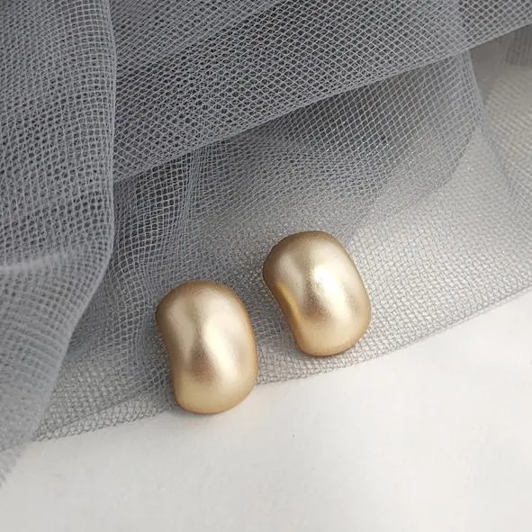 Matt Gold Round Invisible Clip On Earrings