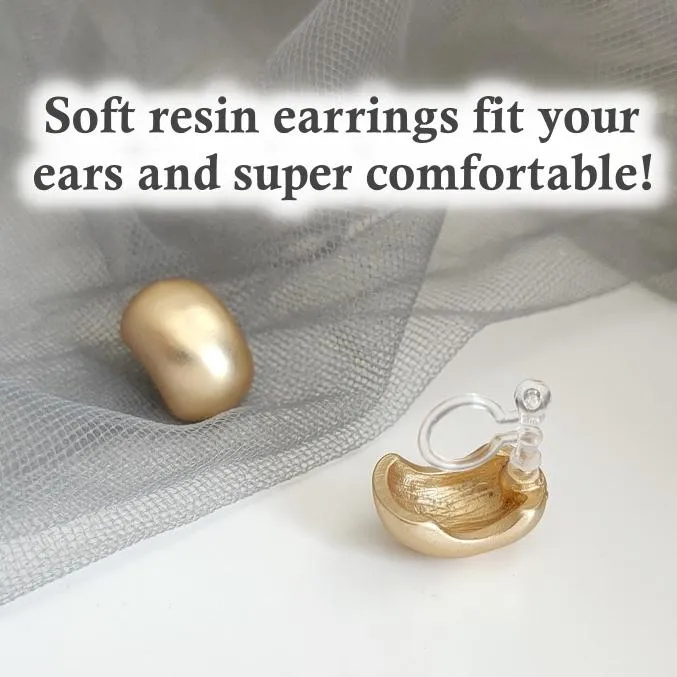 Matt Gold Round Invisible Clip On Earrings