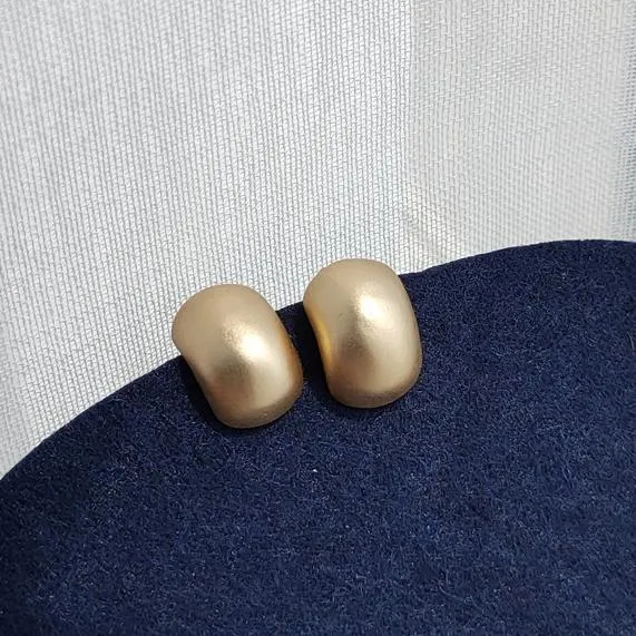 Matt Gold Round Invisible Clip On Earrings