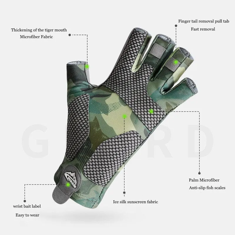 Men's Fingerless Fishing Gloves - Non-slip, Sunscreen, Summer Outdoor Sports, Cycling, Carp Fishing Equipment