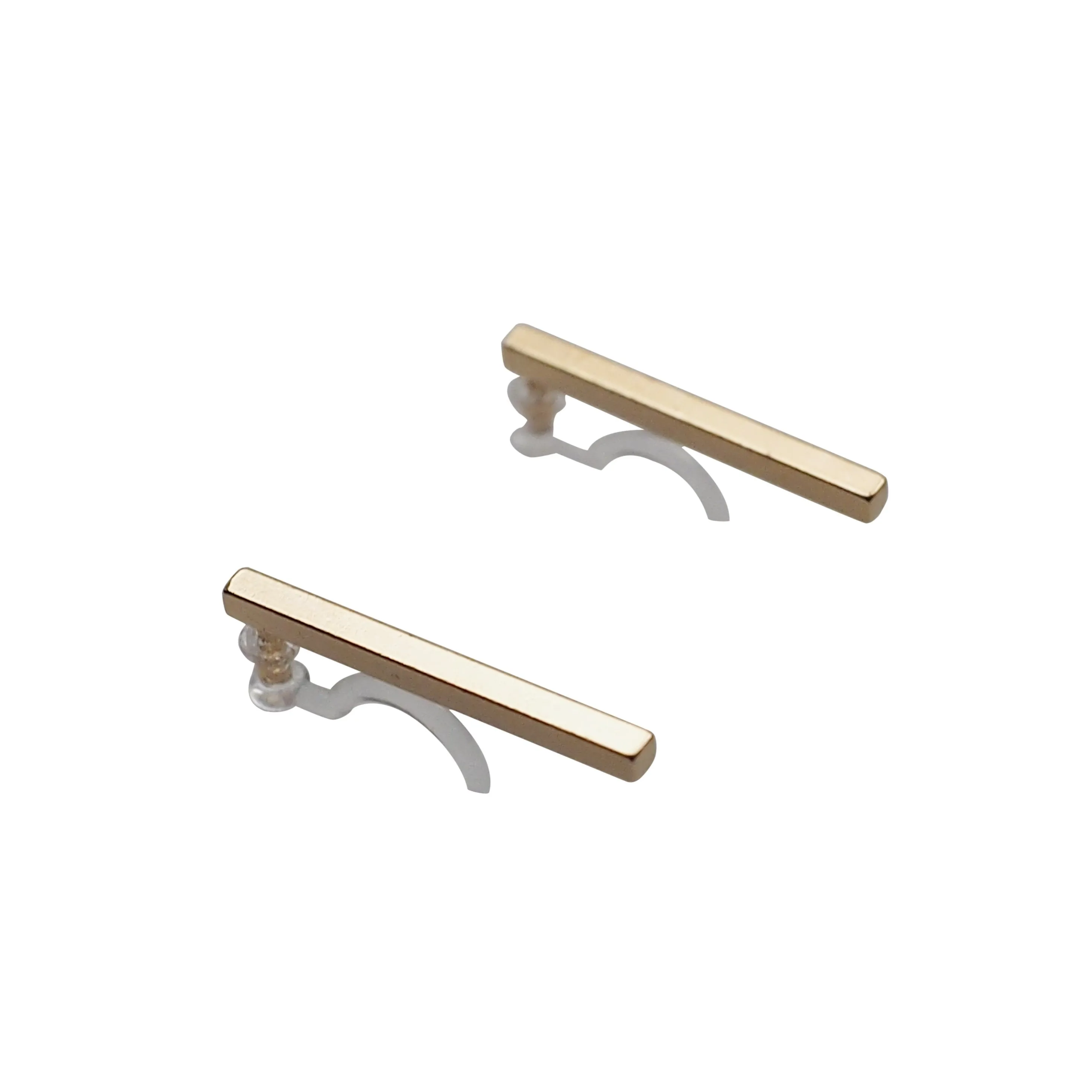 Minimal short bar invisible clip on earrings ( Gold tone )