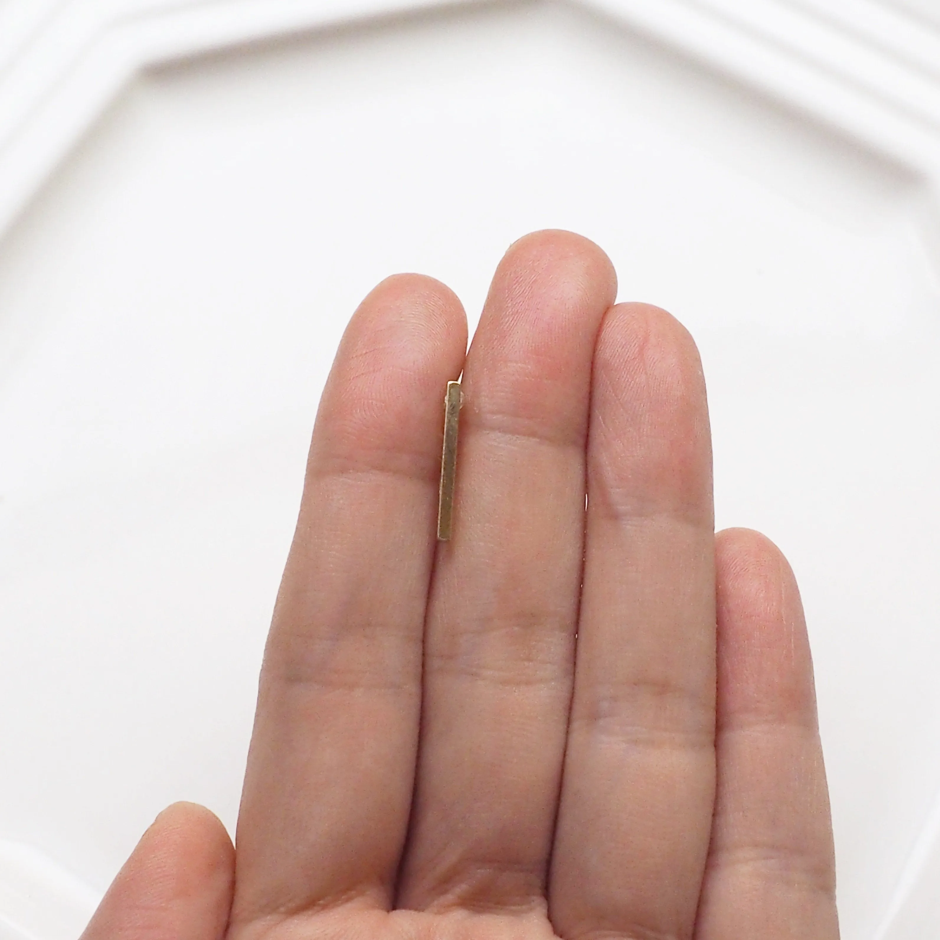 Minimal short bar invisible clip on earrings ( Gold tone )
