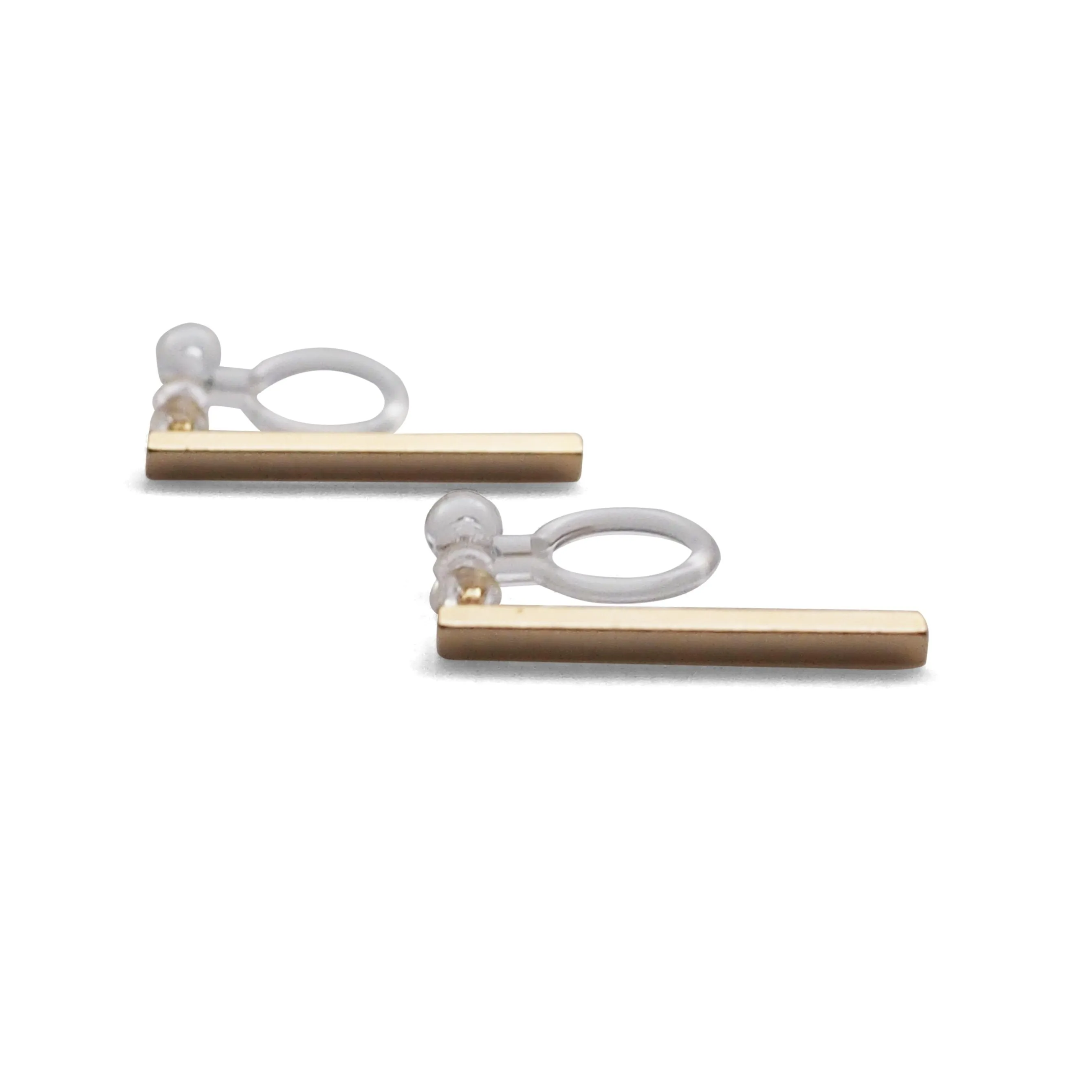 Minimal short bar invisible clip on earrings ( Gold tone )
