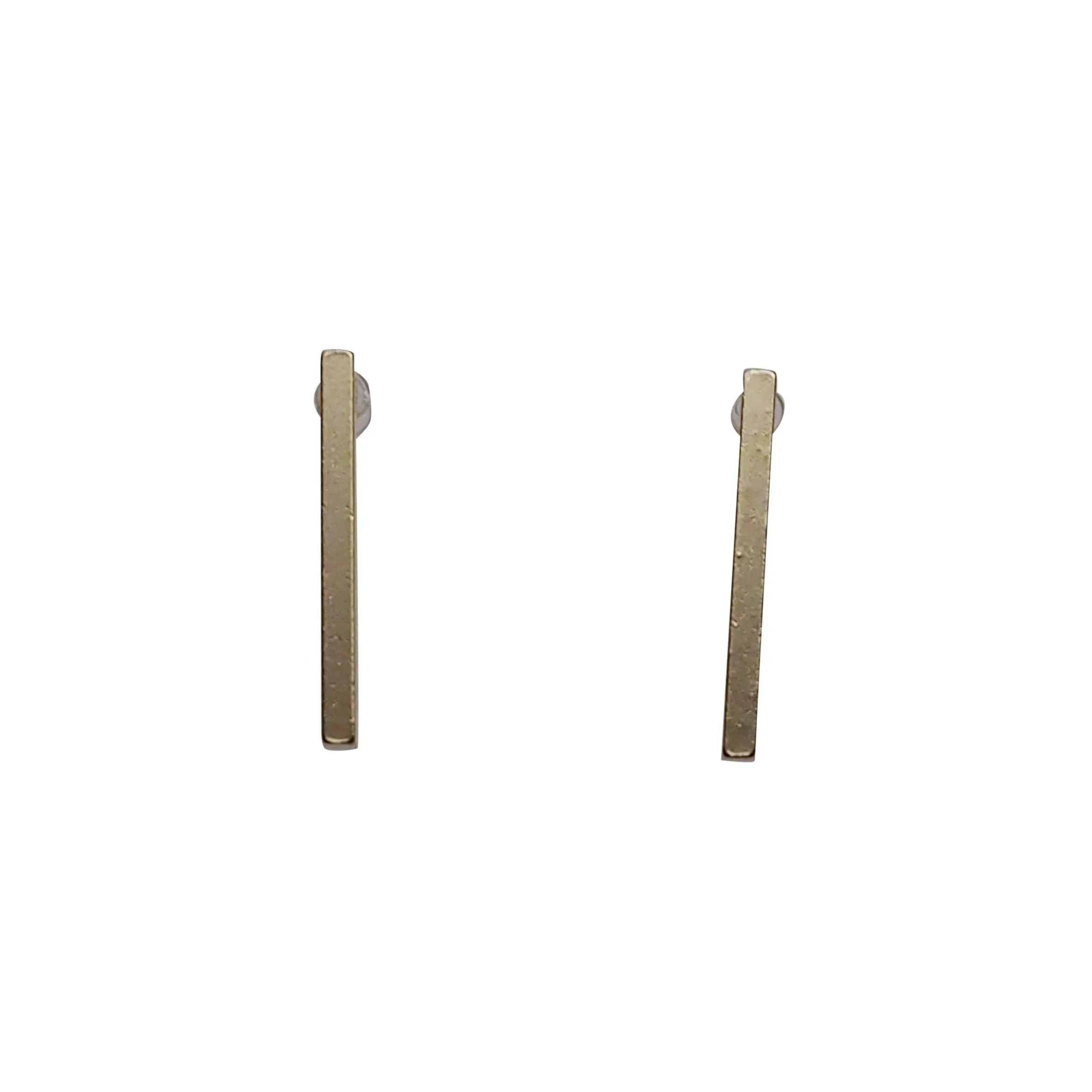 Minimal short bar invisible clip on earrings ( Gold tone )