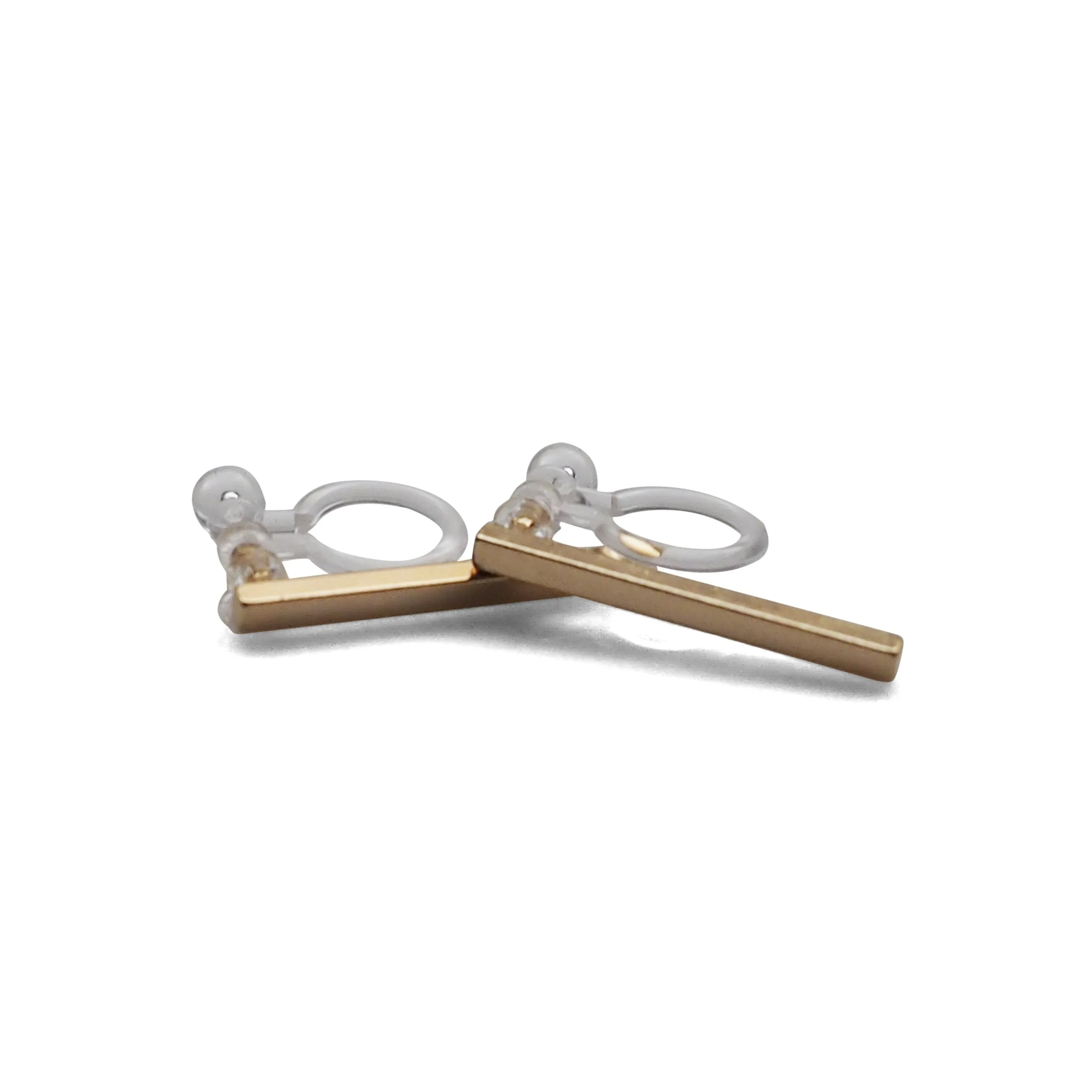 Minimal short bar invisible clip on earrings ( Gold tone )
