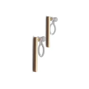 Minimal short bar invisible clip on earrings ( Gold tone )