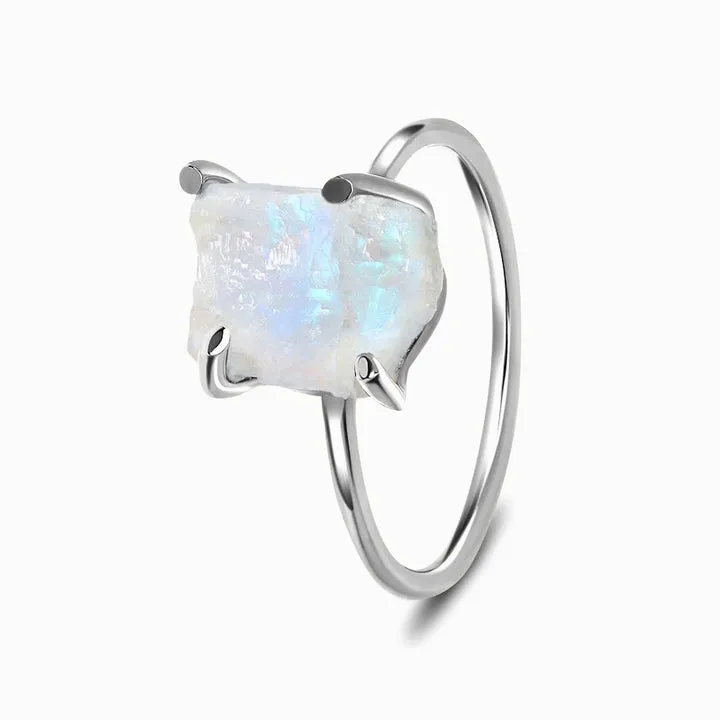Minimalist Raw Crystal Handmade Petite Moonstone Ring