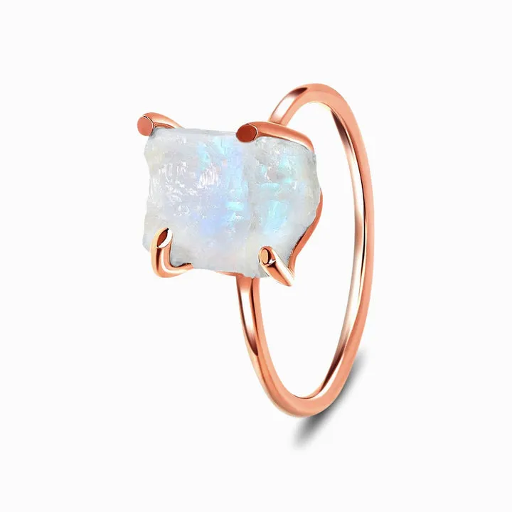 Minimalist Raw Crystal Handmade Petite Moonstone Ring