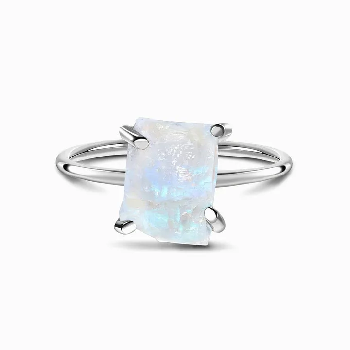 Minimalist Raw Crystal Handmade Petite Moonstone Ring
