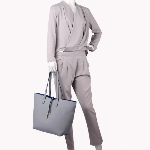 Miss Lulu Women Reversible Contrast Shopper Tote Bag - Stylish & Versatile Grey Tote