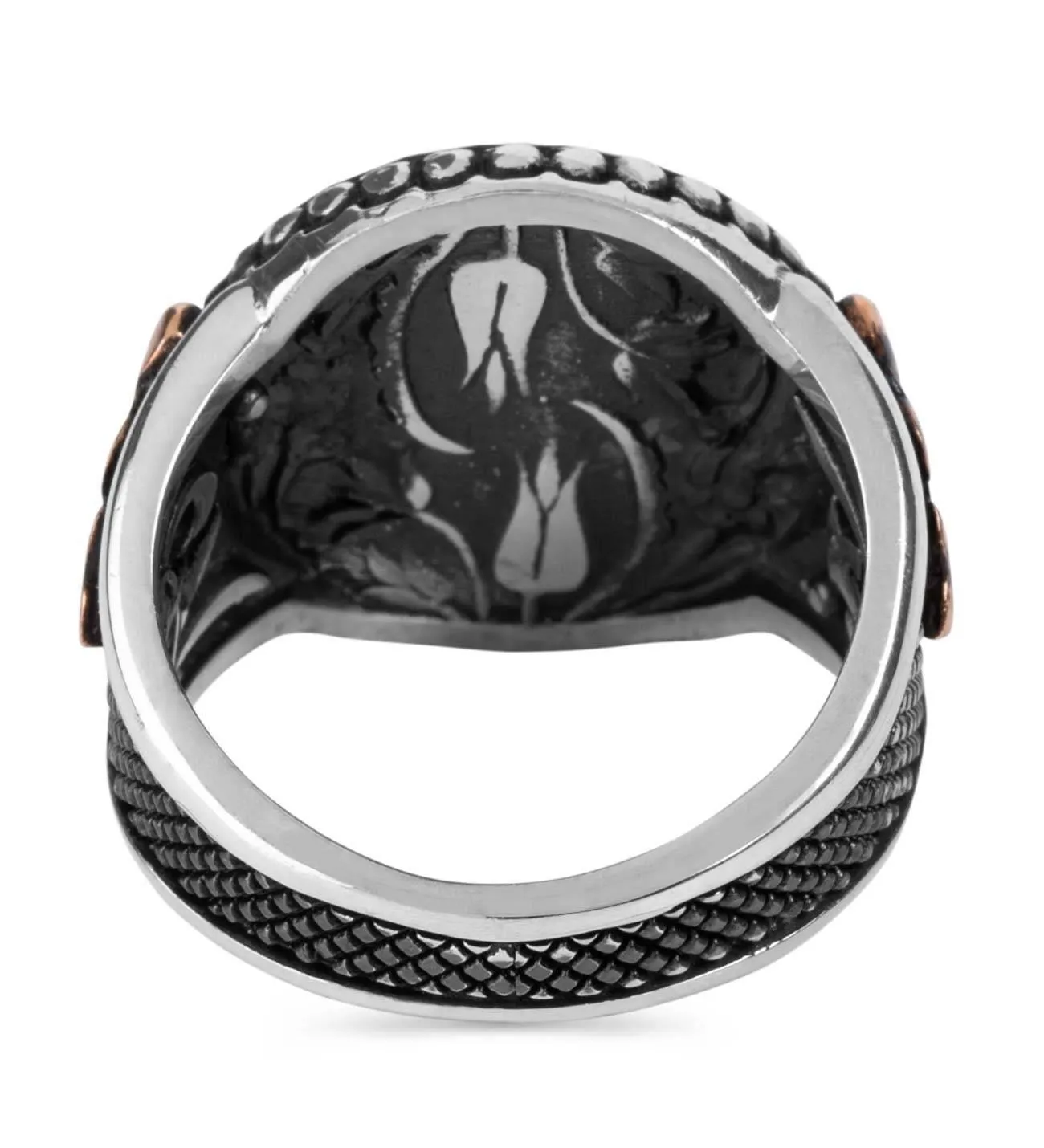 Mother of Pearl Stone Silver Mens Ring