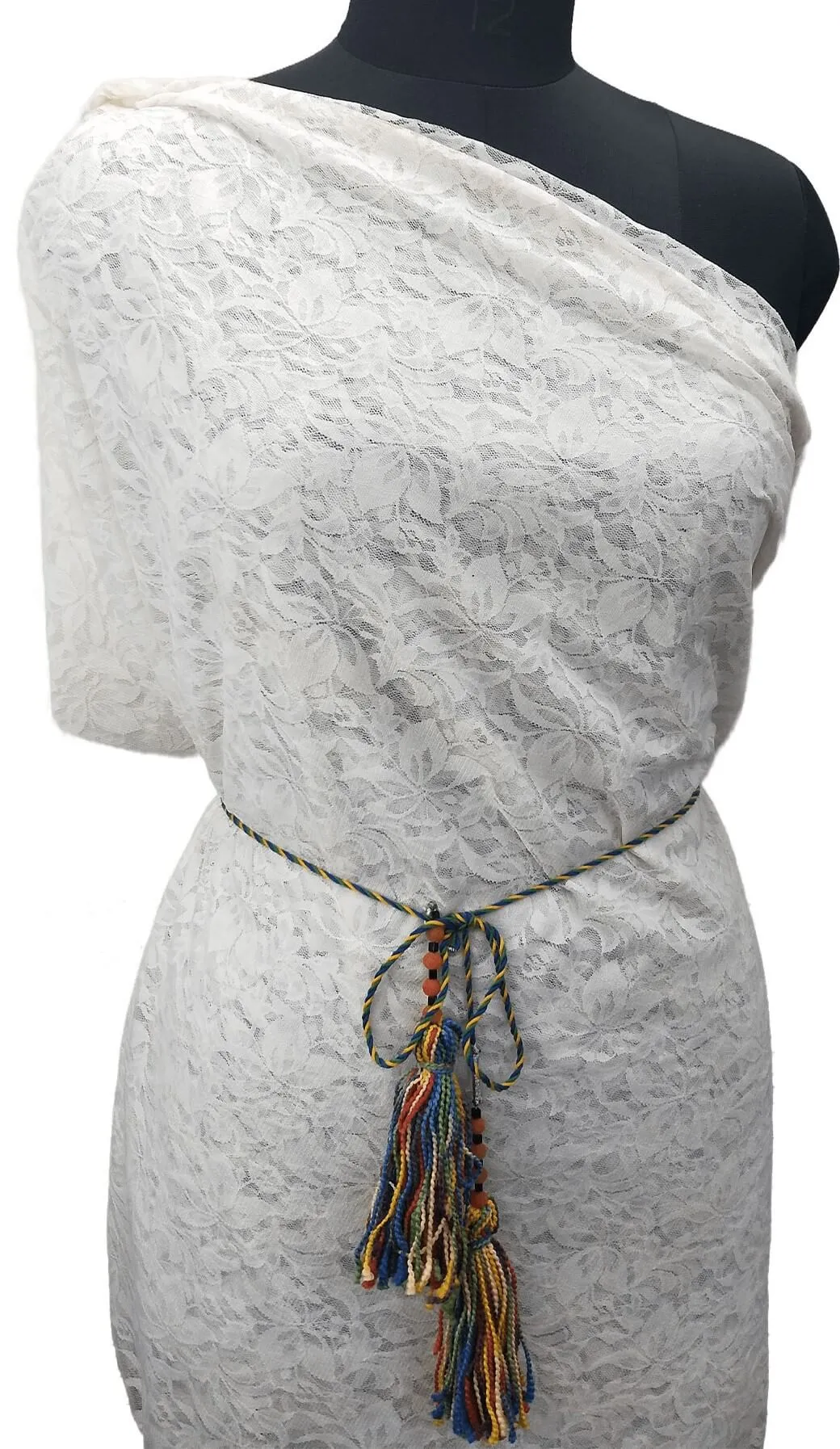 Multi Color Braided Cotton Cord Rope Waist Belt With Tassel