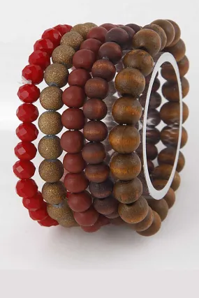 Natural Roots - Beaded Bracelet Set in Wine