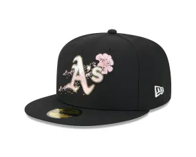 New Era - 59fifty Fitted Cap - Oakland Athletics - DOTTED FLORAL - Black