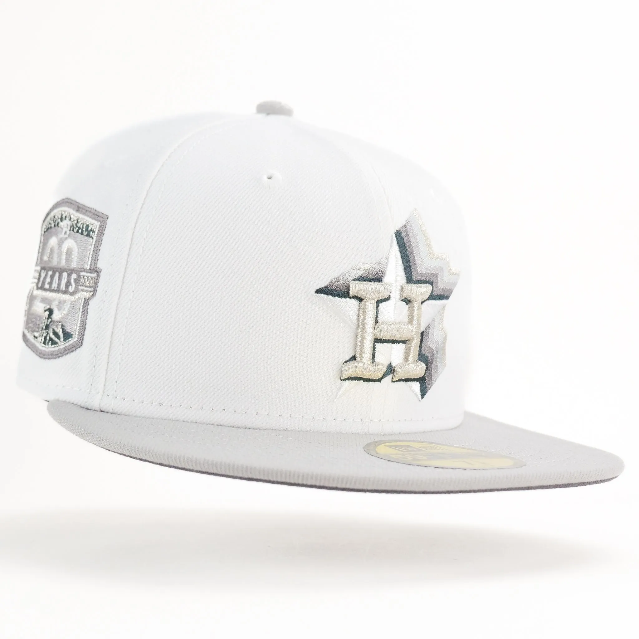 New Era Custom Exclusive 5950 Houston Astros (White Metallic Silver Shockwave) 20 Years Coammerative Patch