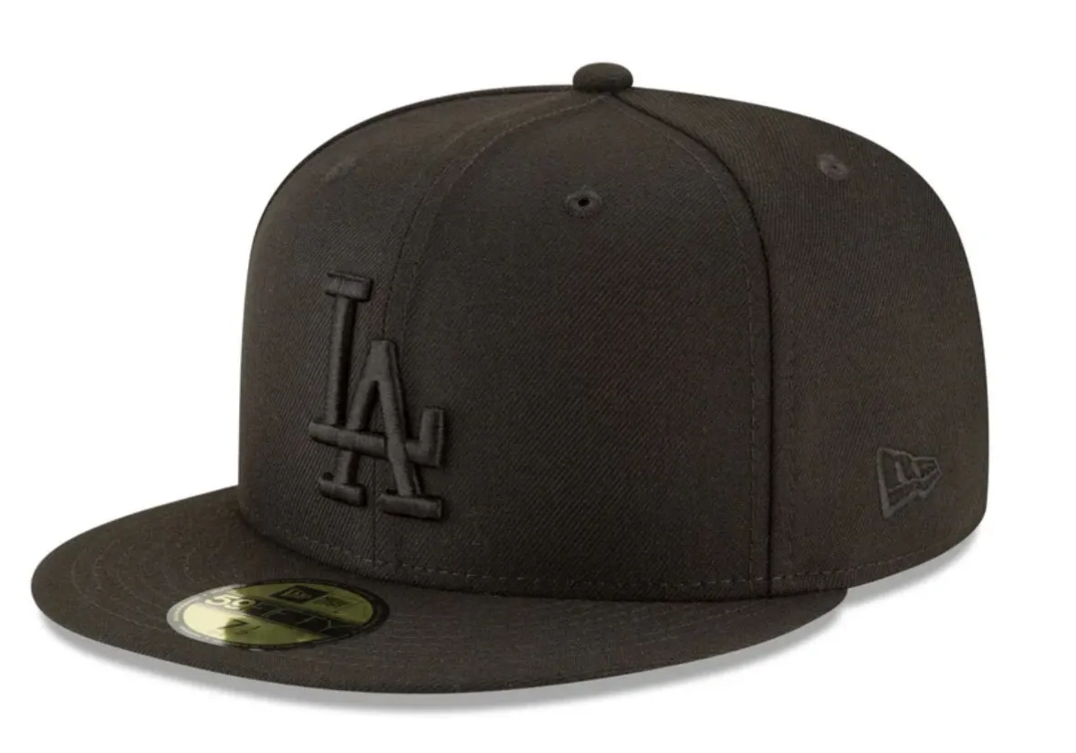 New Era Los Angeles Dodgers Blacked out  World Series Champions Patch 59fifty Fitted Cap