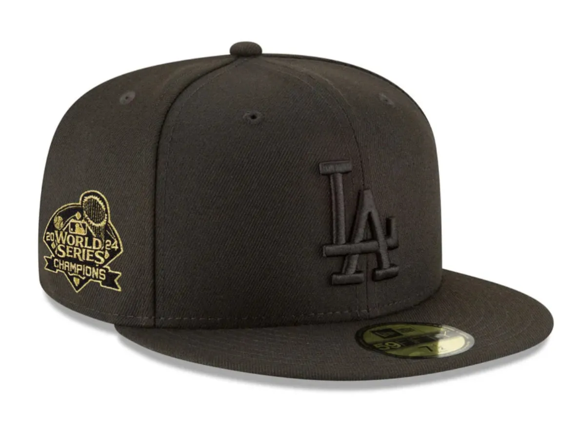 New Era Los Angeles Dodgers Blacked out  World Series Champions Patch 59fifty Fitted Cap
