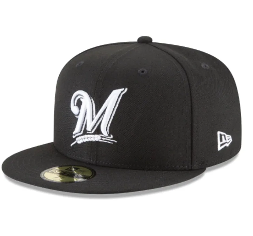 New Era Milwaukee Brewers Black & White Basic 59fifty Fitted Cap