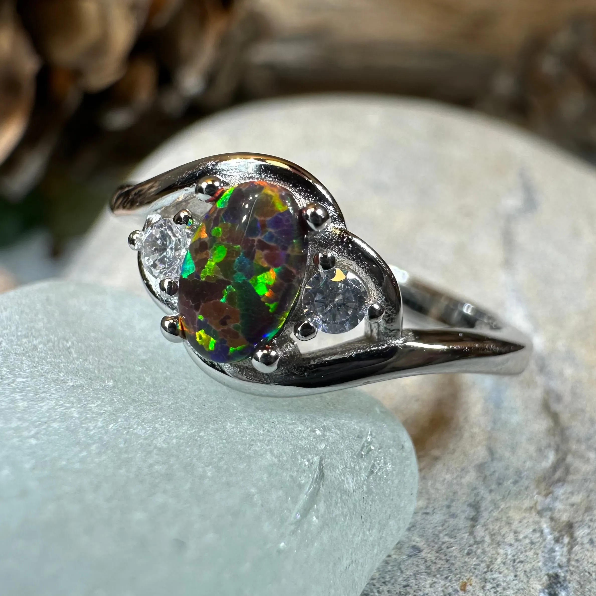 Nya Black Fire Opal Ring