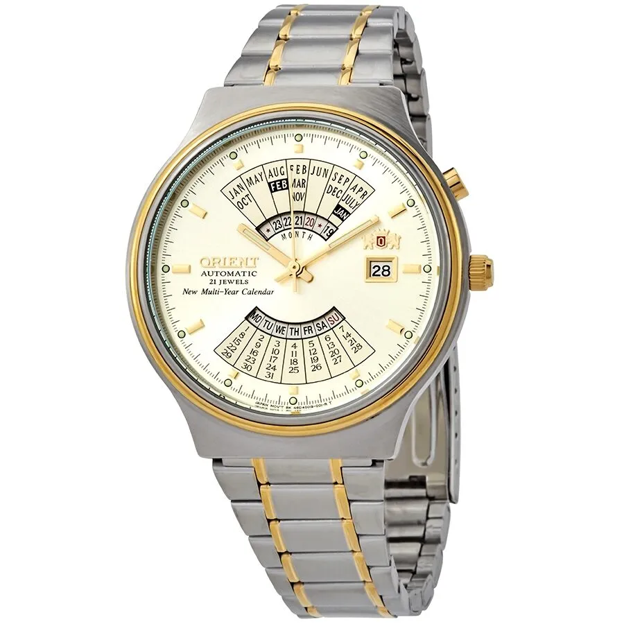 Orient Perpetual Calendar World Time Automatic Gold Dial Men's Watch FEU00000CW