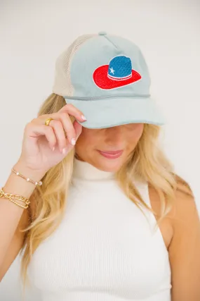PATRIOTIC COWGIRL CORDUROY PATCH HAT