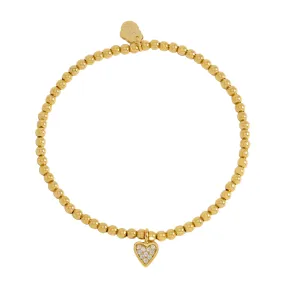 Pave Heart Sienna Bracelet Gold Plated