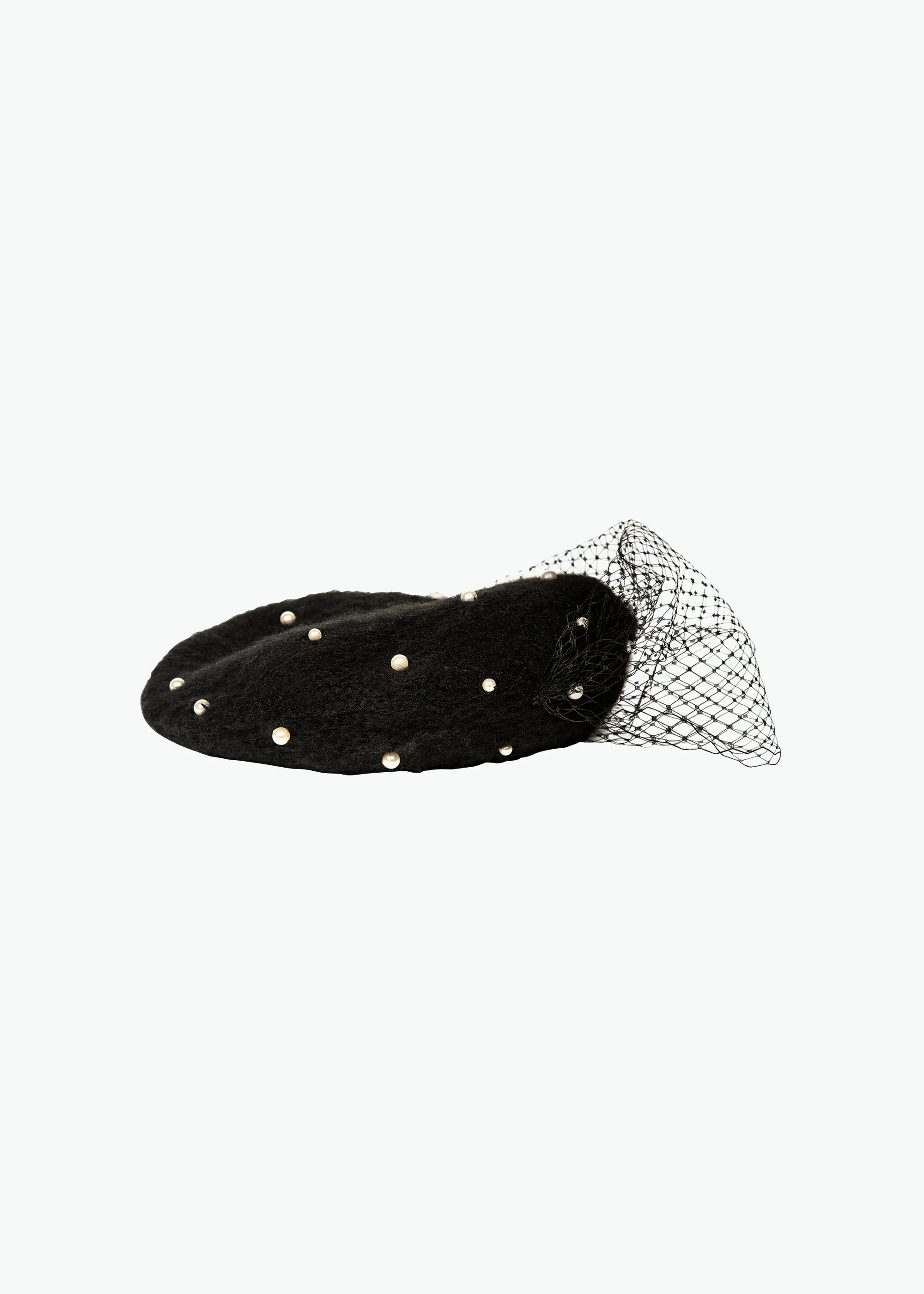 Pearl Voilette Beret -- Black