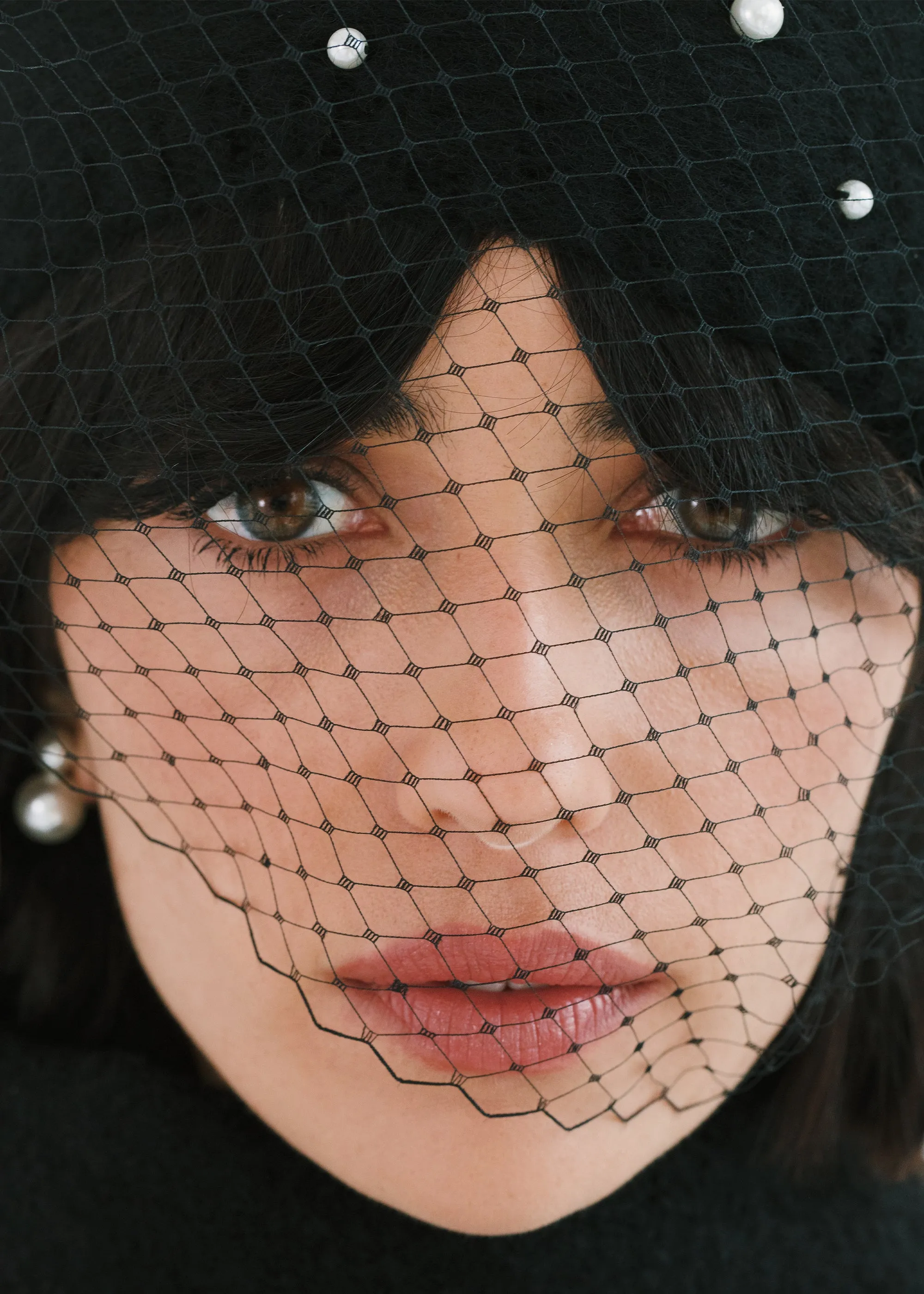 Pearl Voilette Beret -- Black