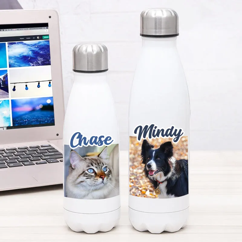 Personalized Sports Water Bottles Made From Pet Photos for Travel, Sports