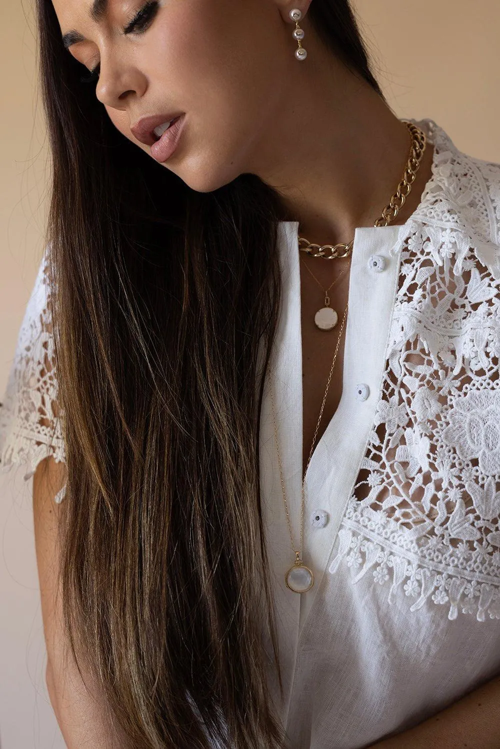 Petite Mother Of Pearl Locket Necklace