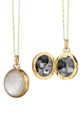 Petite Mother Of Pearl Locket Necklace