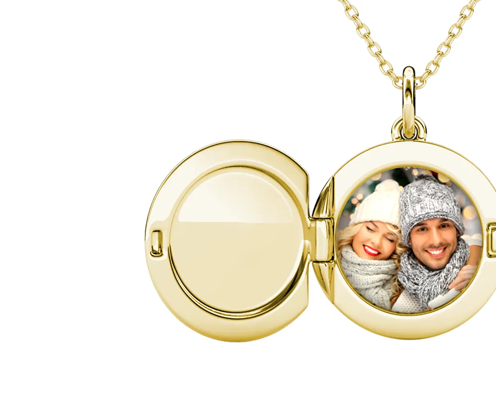 Photo Necklace for Her - Photo Locket Necklace with Picture Inside - Gold