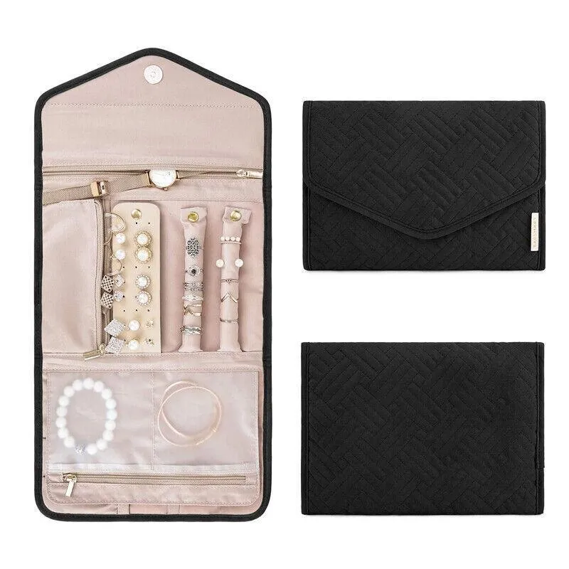 Portable Travel Foldable Jewellery Pouch 1PC 3Colours 23x15cm