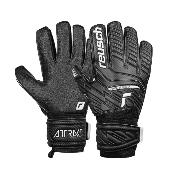 Reusch Attrakt Resist Finger Support GoalKeeper Gloves 5270610 Black