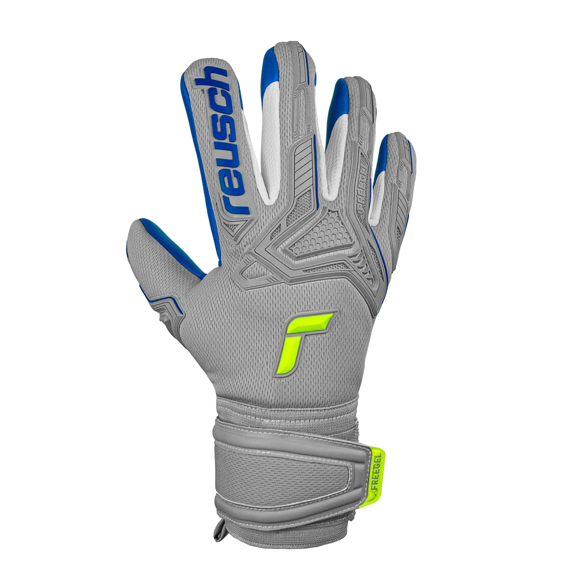 Reusch Men's Goalkeeper Attrakt Freegel Silver Fingersave Goalkeeper Gloves Gray/Yellow