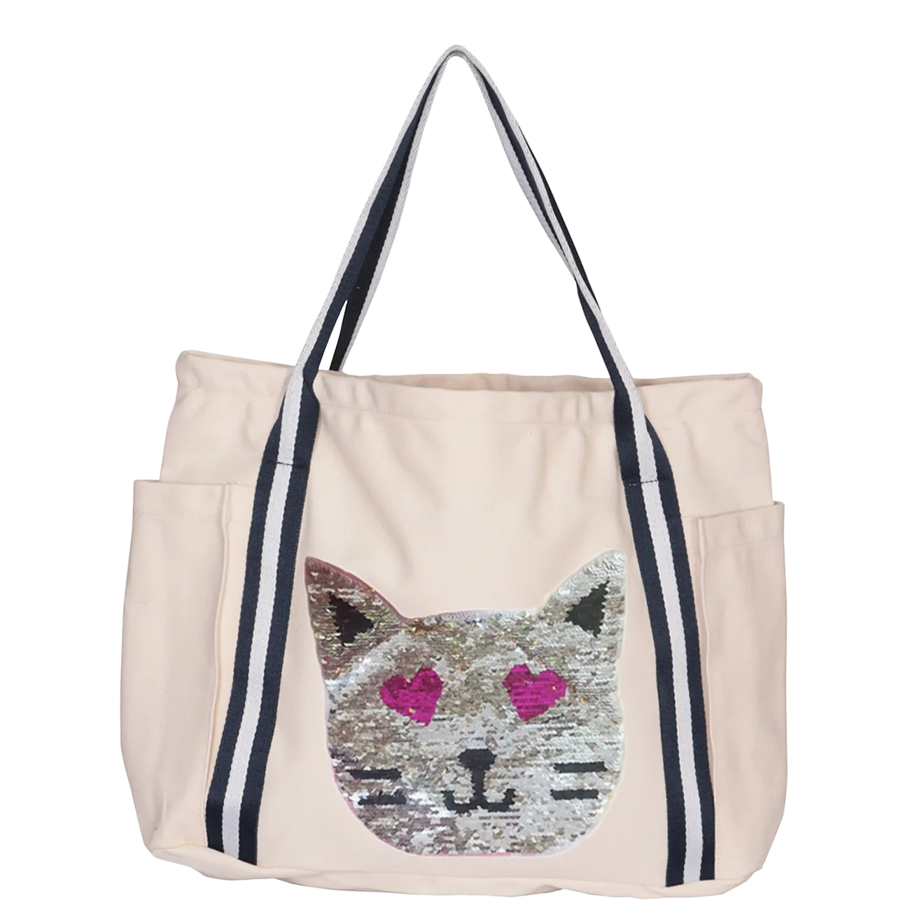 Reversible Sequin Cat Luxe Tote Bag