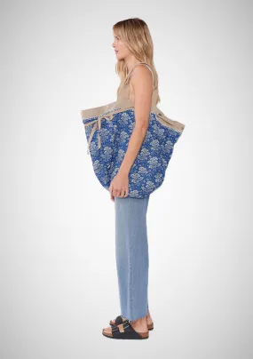 Reversible Tote Bag With Floral Quilted Interior