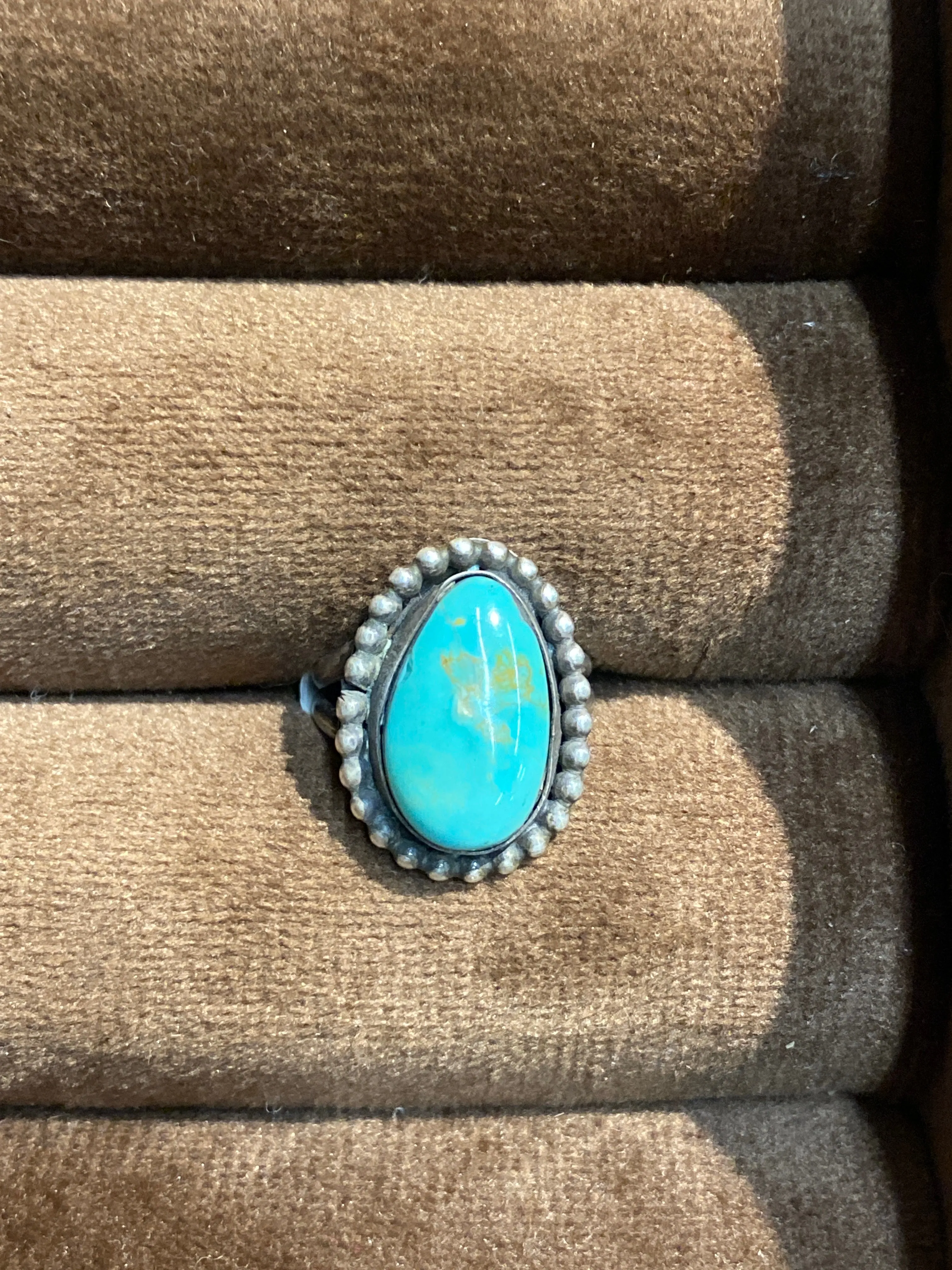 Rio Sterling Dot Framed Turquoise Ring - 6.5