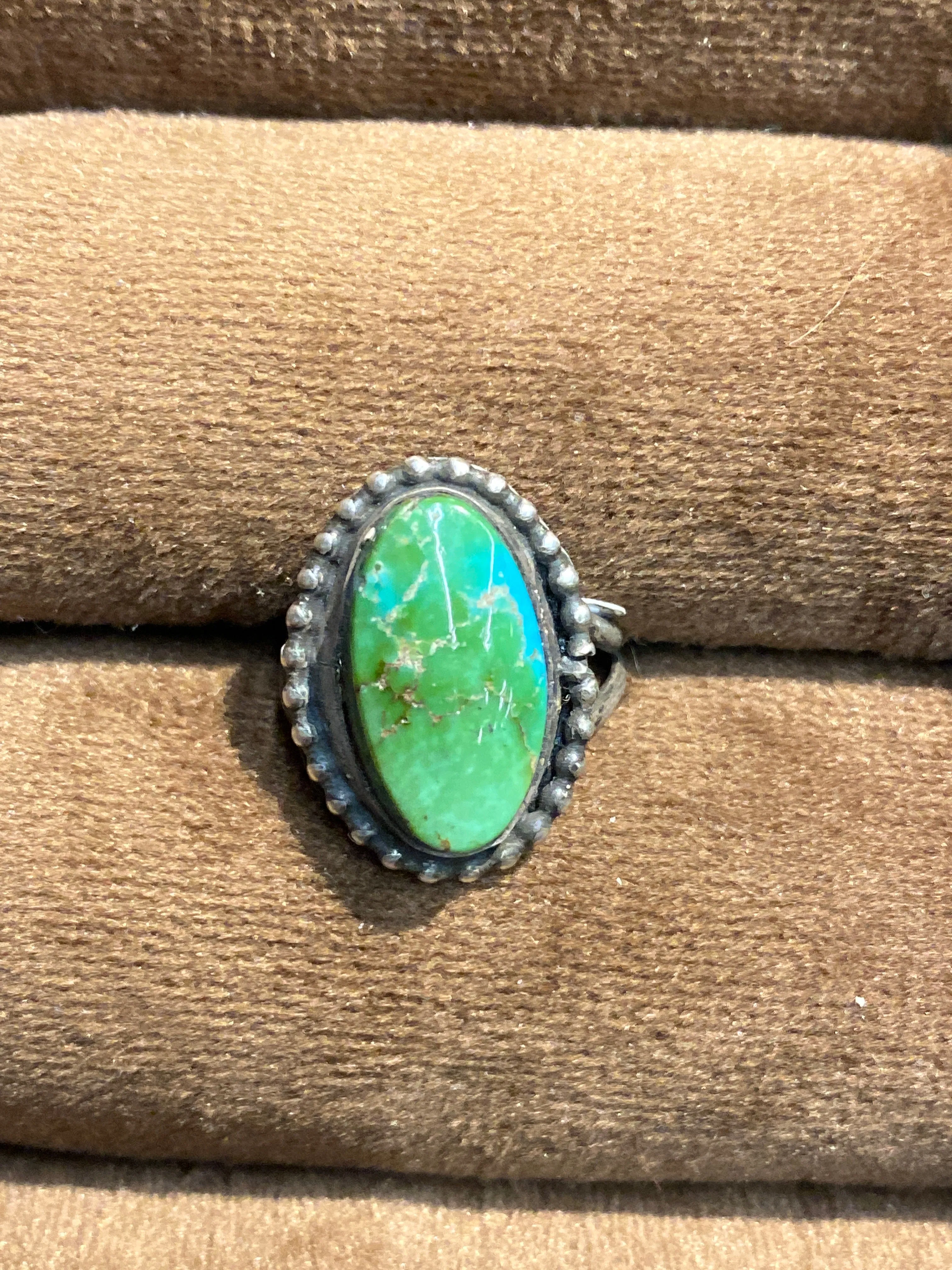Rio Sterling Dot Framed Turquoise Ring - 6.5